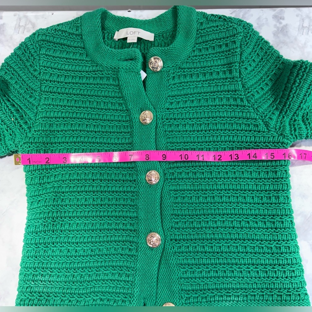 LOFT Vibrant Green Cardigan sweater jacket - Picture 5 of 7